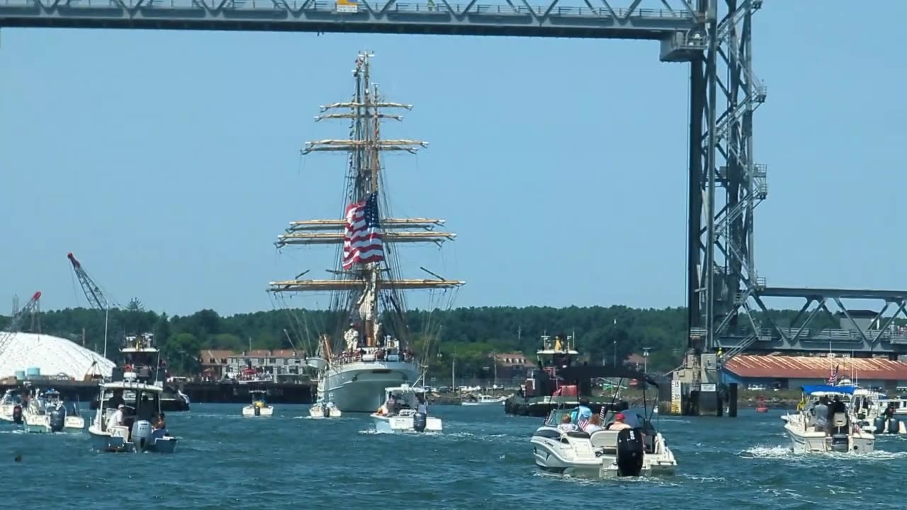 USCG Eagle Goes Under the Bridge