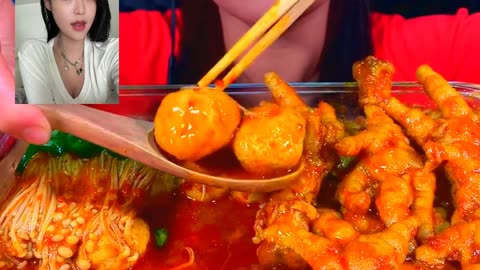 SPICY MEATBALL CHICKEN FEET ENOKI MASSIVE #eating #food #cooking #reels #trend #fyp #asmr (6)