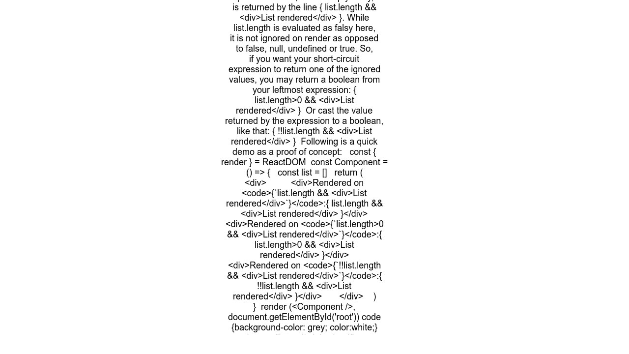 Why "0" is rendered on short-circuit evaluation of `array.length && ...`