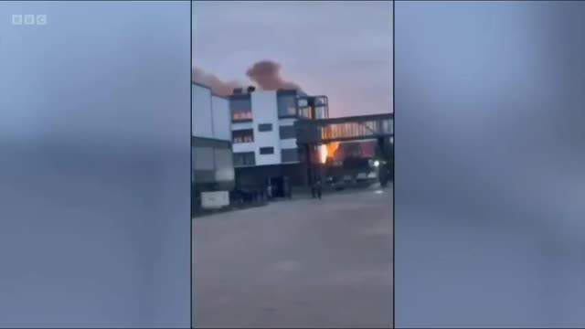 Fireball after Russian missile hits airport in western Ukraine