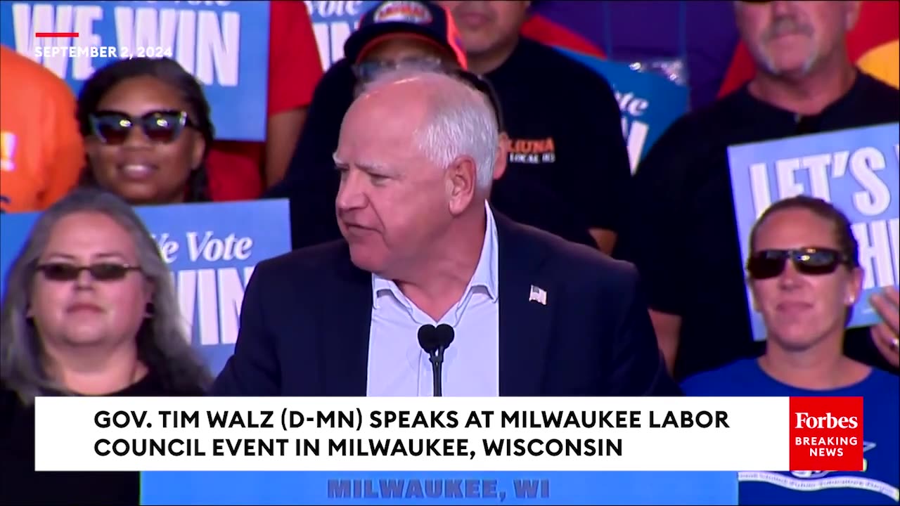 'The Blue Wall Stands Firm': Tim Walz Celebrates Union Protections During Milwaukee Rally