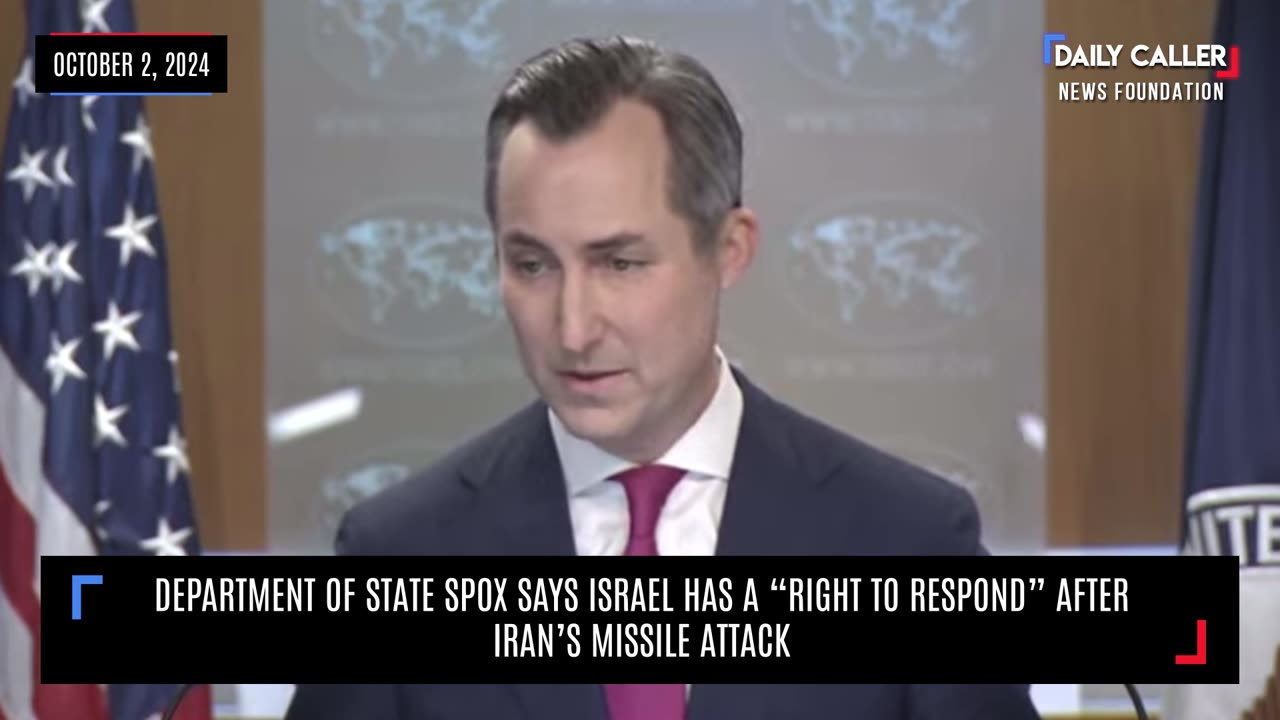 Department of State SPOX Says Israel Has a “Right to Respond” After Iran's Missile Attack