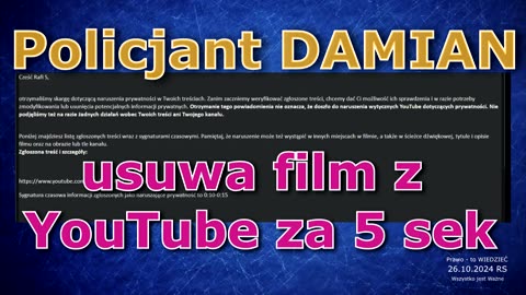 Policjant Damian 2x zgłosił film z 24.10.24,- SŁUŻBA KTÓRA NARUSZA PRYWATNOŚĆ