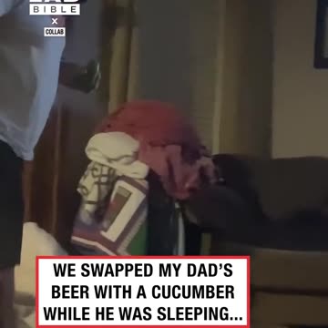 Man holding cucumber pranked by kids 🥒