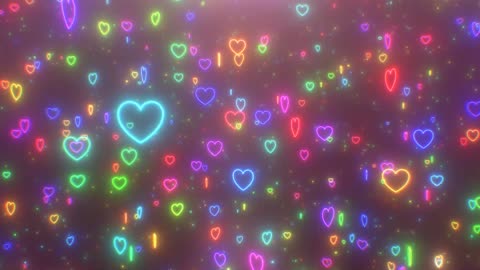 084. Stunning Falling Neon Hearts Rain Spinning Glowing Rainbow Lights