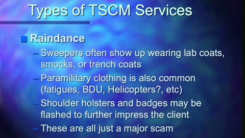 TSCM and Bug Detection Tactics - Types of TSCM Services