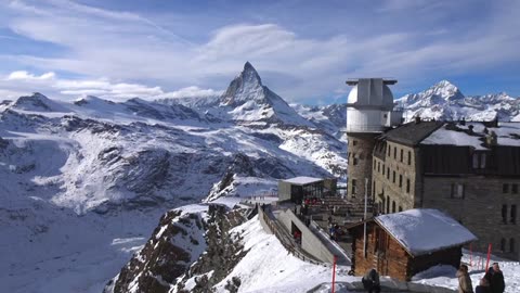 Beautiful hills view with snow