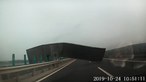 Metal Sheet Flies Off HVG On Motorway And Hits Audi