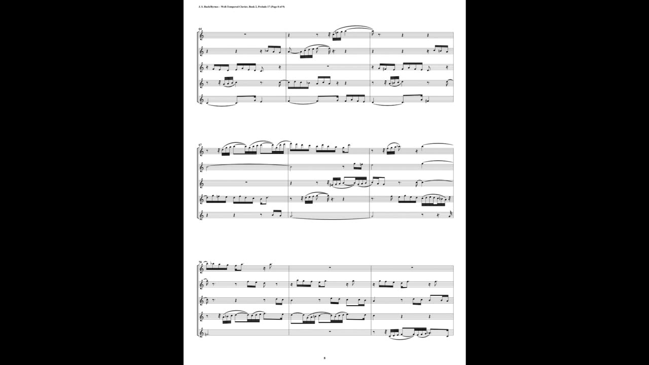 J.S. Bach - Well-Tempered Clavier: Part 2 - Prelude 17 (Clarinet Quartet)