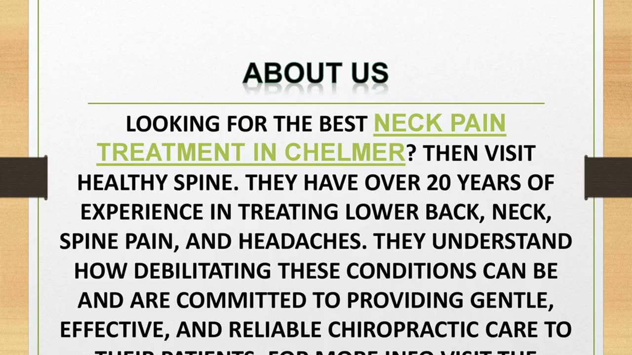 Best Neck Pain Treatment in Chelmer