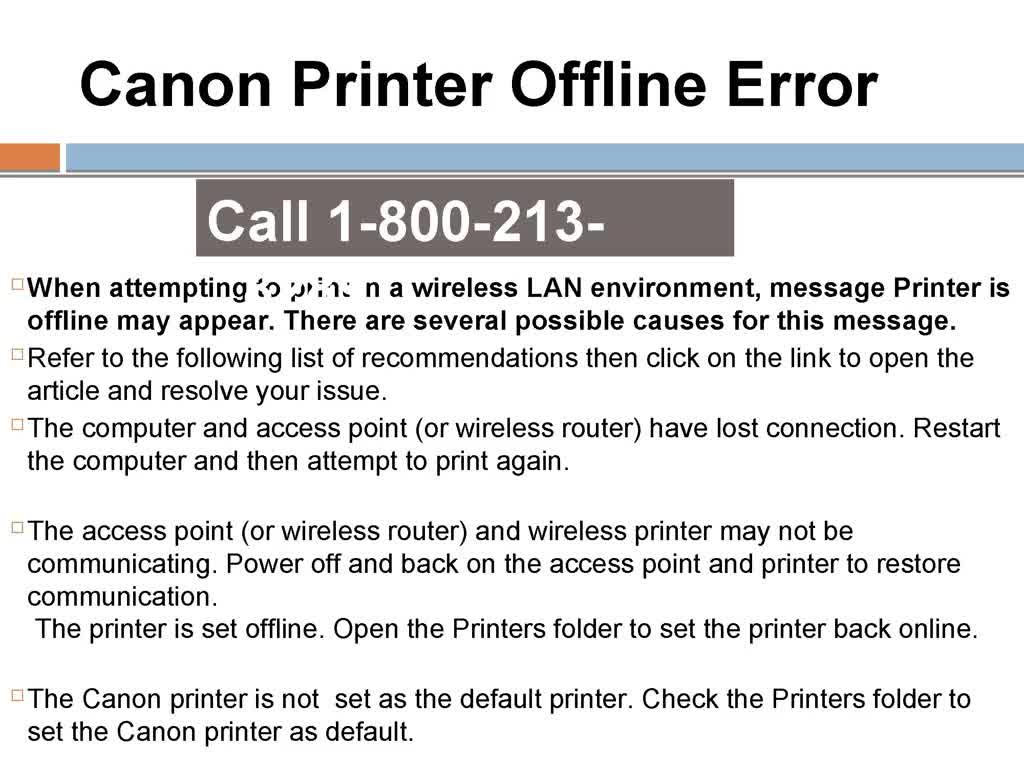 1-800-213-8289 Canon Printer Offline Error