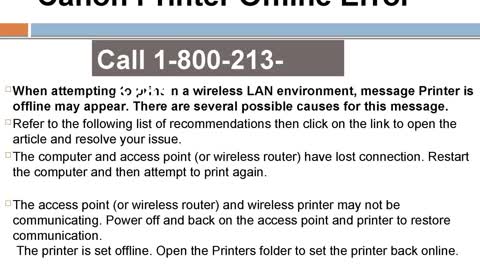 1-800-213-8289 Canon Printer Offline Error