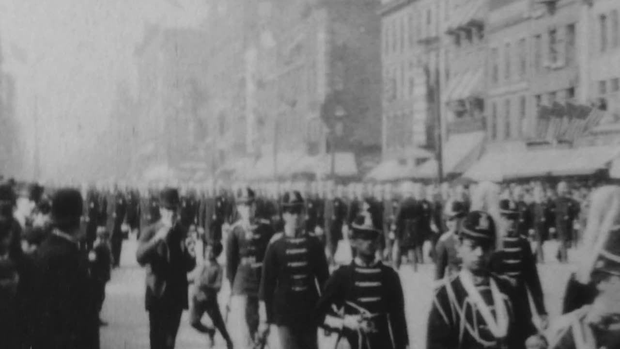 Buffalo Police On Parade (1897 Original Black & White Film)