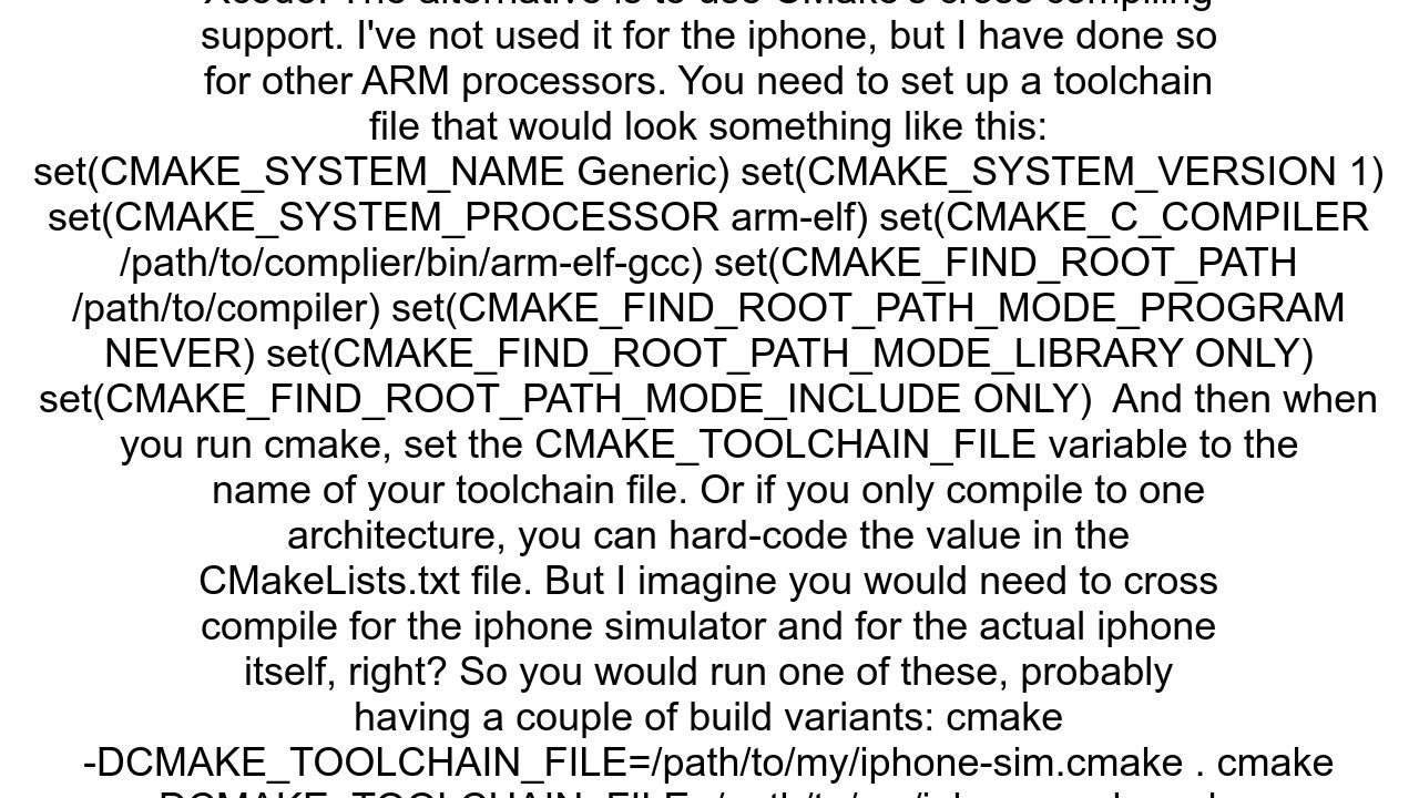 How to set up CMake to build a library for the iPhone