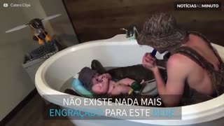 Este bebê adora ouvir o pai imitando patos