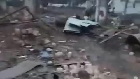 Destroyed Ukrainian police station in Izyum, Kharkiv region