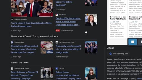 Google search Donald Trump vs. Kamala Harris 07.29.24