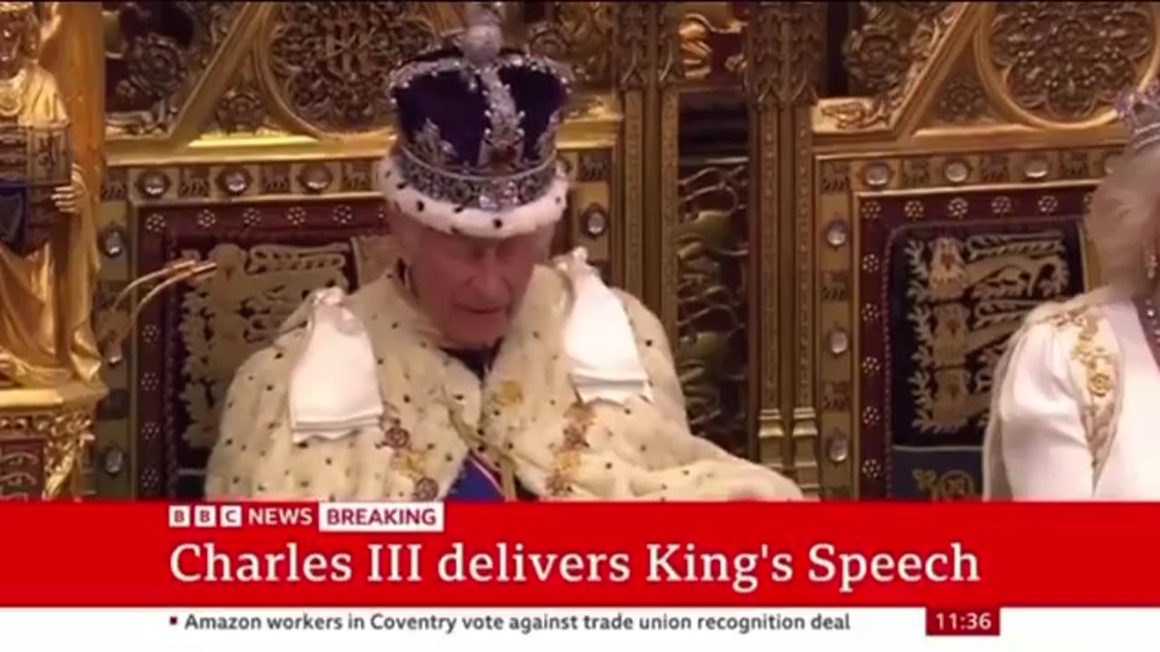 King CHARLES talking about the Cost of Living wearing his DIAMOND encrusted throne against GOLD