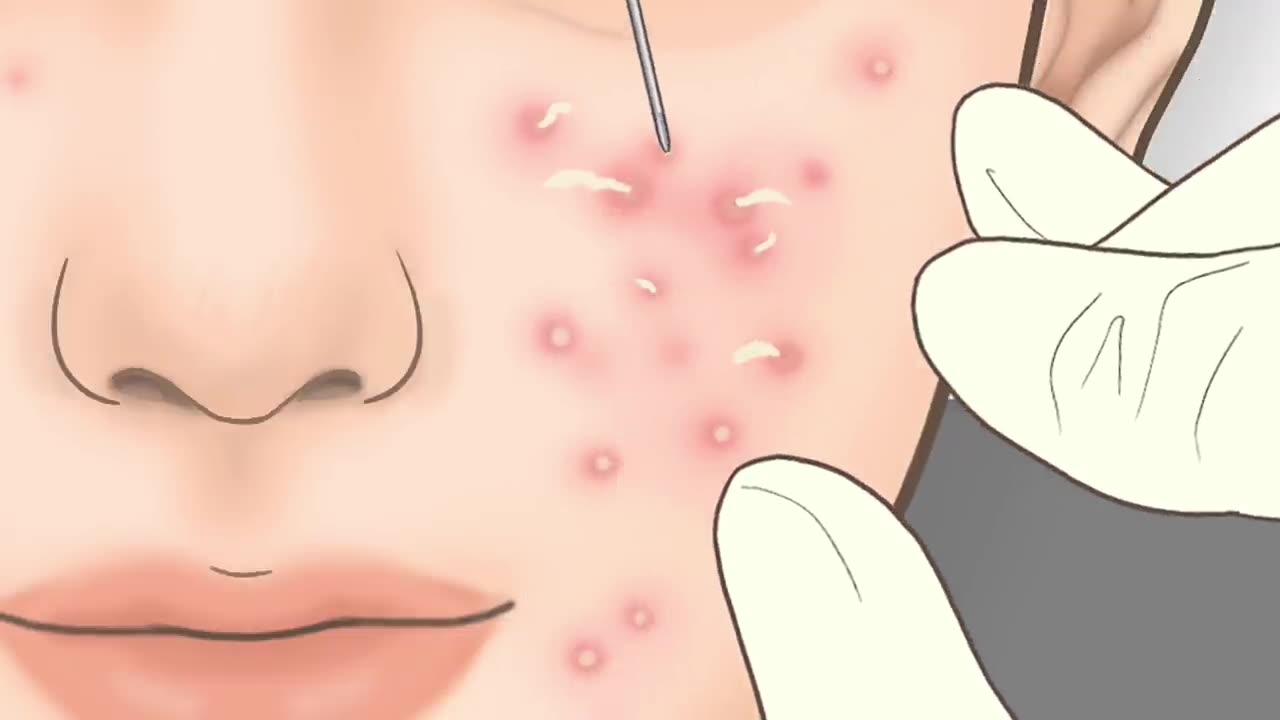 Facial acne removal animation