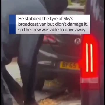 Sky News van gets tires slashed by invader