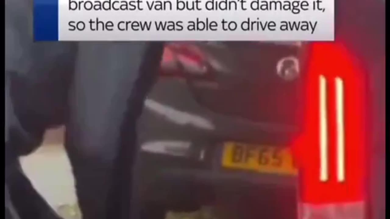 Sky News van gets tires slashed by invader