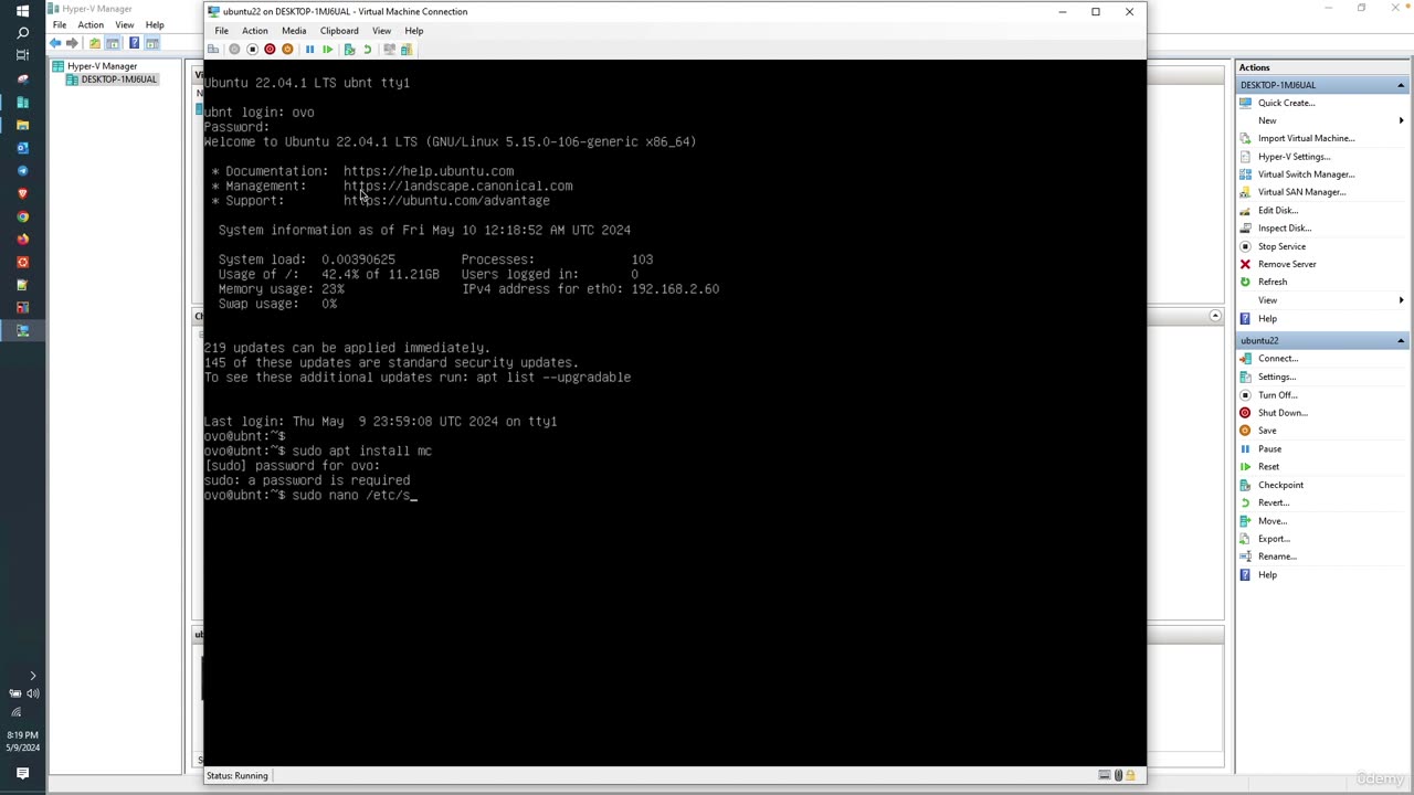 Preparing Onprem VMs create a SSH Key