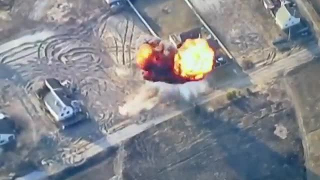 Russia x Ukraine - Russian Tank Engaged By Drone