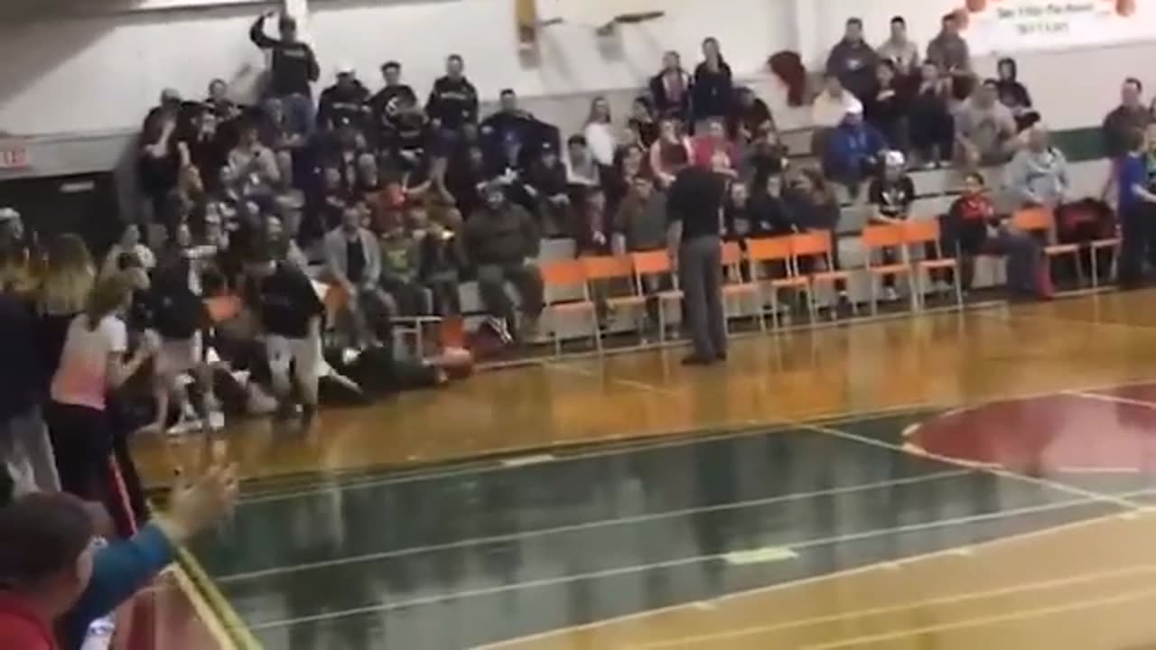 the entire basketball team takes a long slide