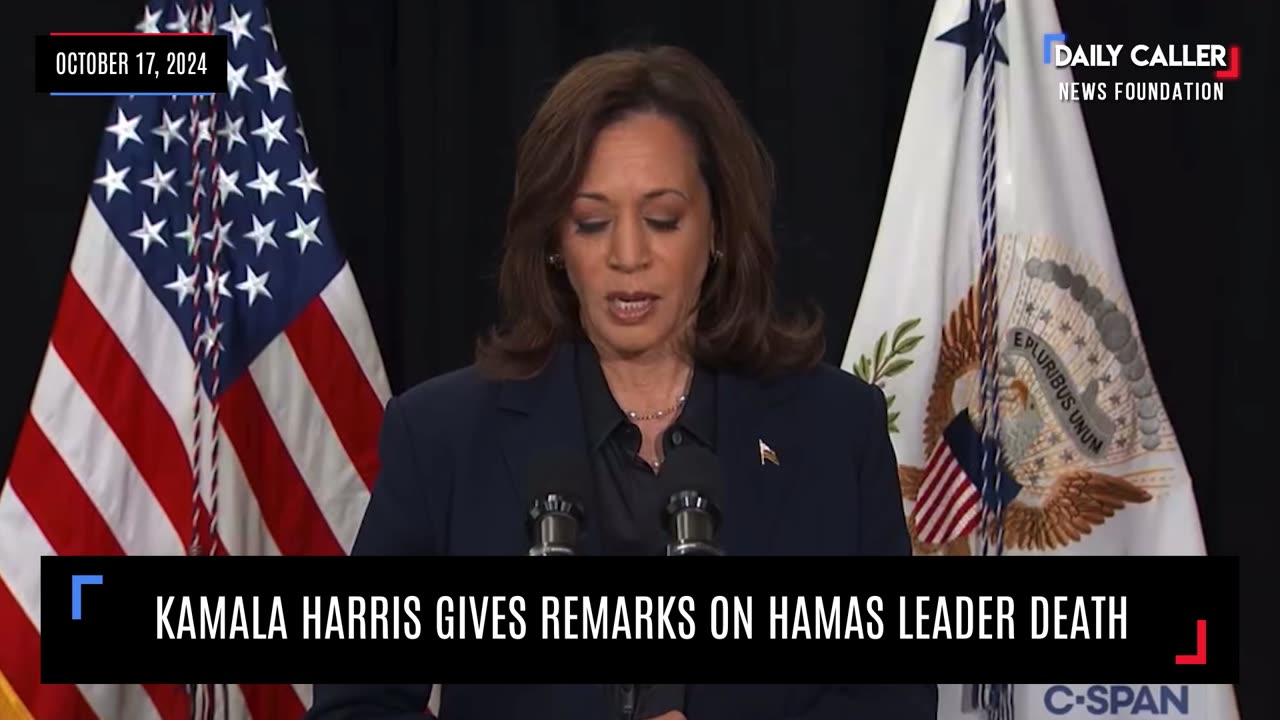 Kamala Harris Gives Remarks On Hamas Leader Death