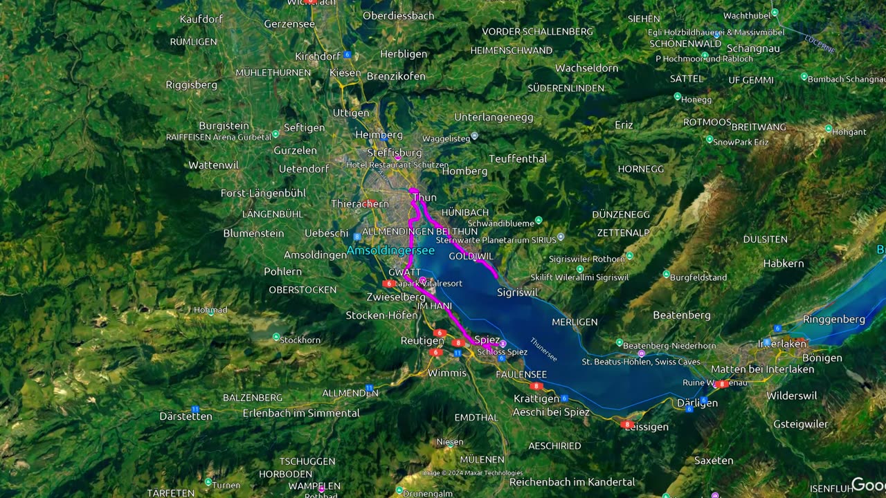 Switzerland 🇨🇭 driving from Spiez to Thun in the Canton of Bern