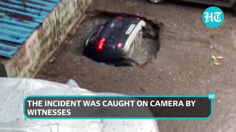 Watch VIRAL VIDEO: Car sinks in Mumbai parking lot sinkhole after heavy rains