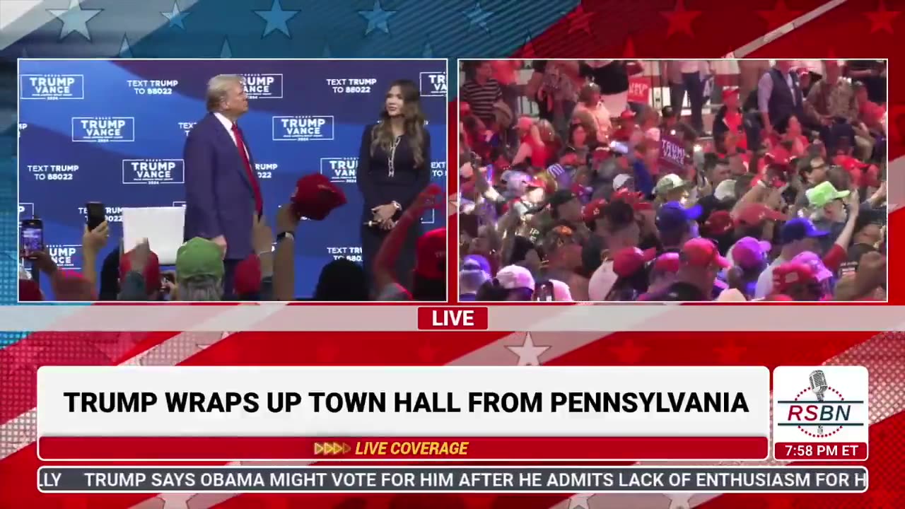 Trump appears lost, confused, and frozen on stage as multiple songs play for 30+ minutes