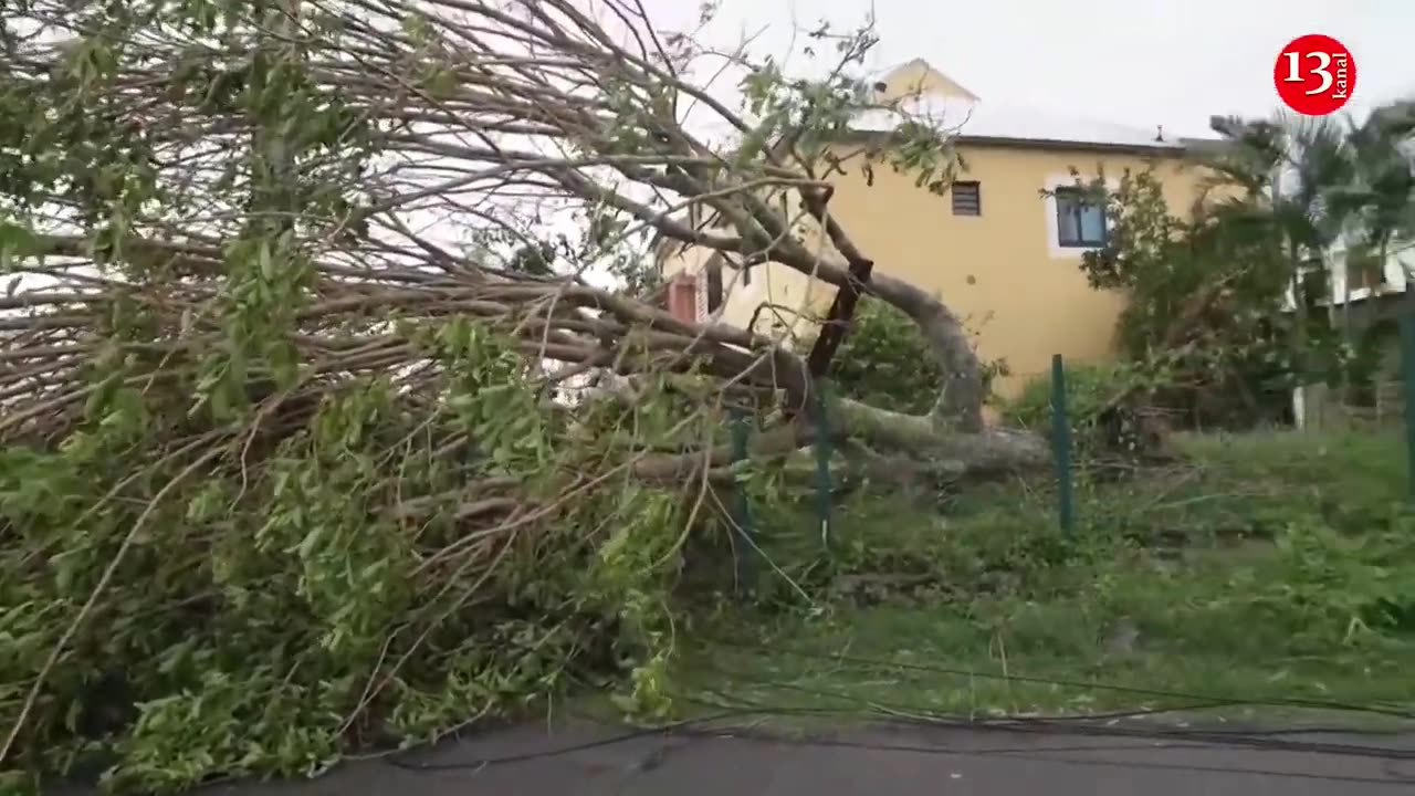 Tropical cyclone hits French island of Reunion in the Indian Ocean