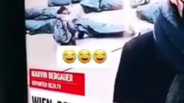 Apparently no one told the actor in the body bag that fake news was going live.