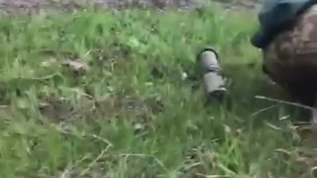 Ukraine Soldier Hit by Shrapnel from Airbust