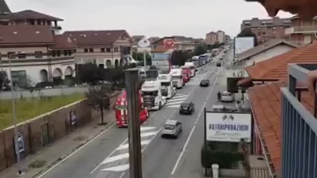 Italian Truck drivers start. Tomorrow they plan to bring the country to a standstill. 26/09/21