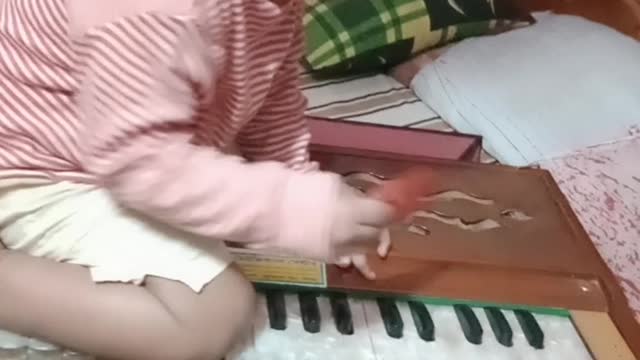 My Cute Baby Try to playing piano at home #short