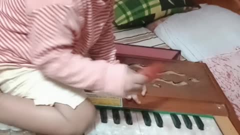 My Cute Baby Try to playing piano at home #short