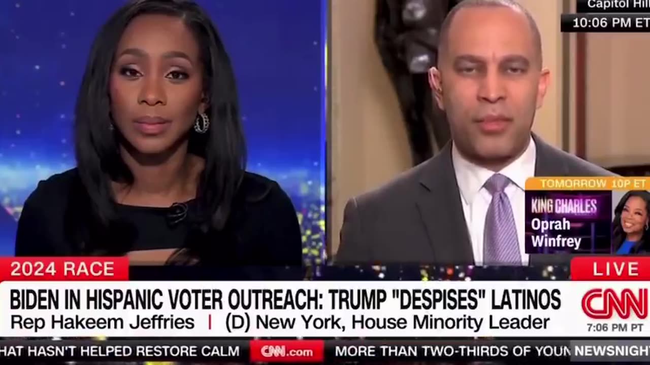 Hakeem Jeffries Reverts To Tired Talking Points hen Confronted With Trump's Black & Hispanic Support