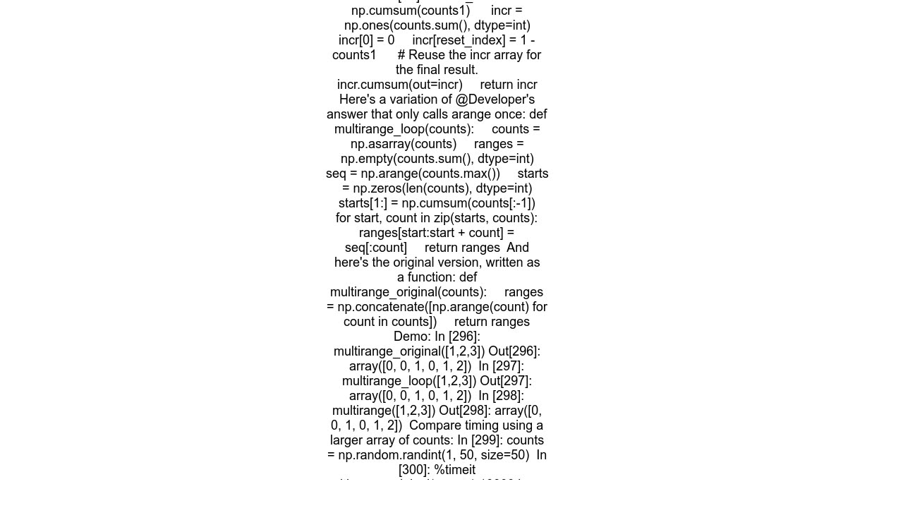 How to efficiently concatenate many arange calls in numpy