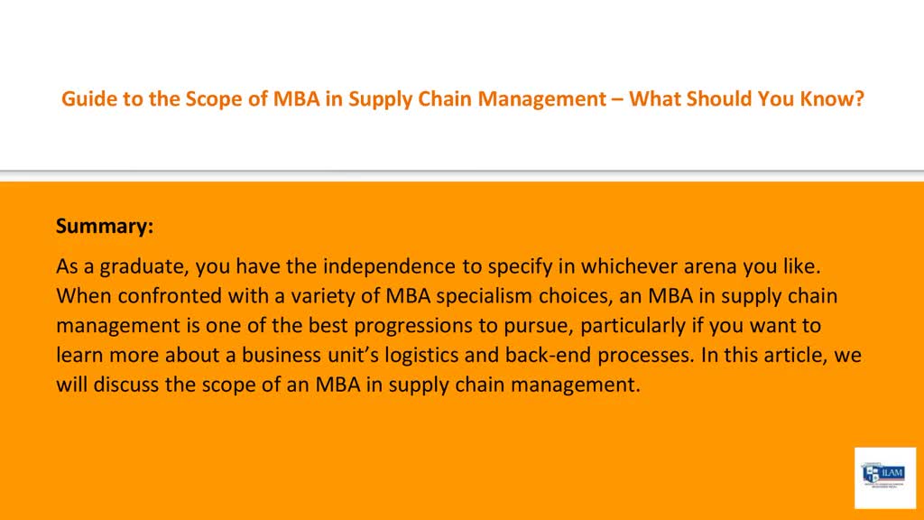 Guide to the Scope of MBA in Supply Chain Management – What Should You Know?