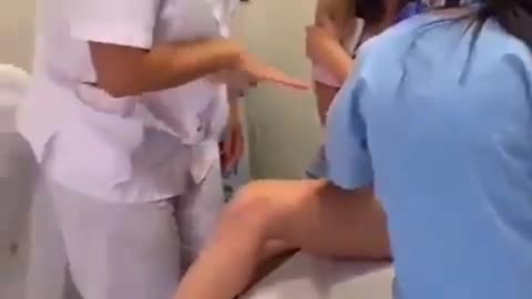 A little girl is forced to take the vaccine!