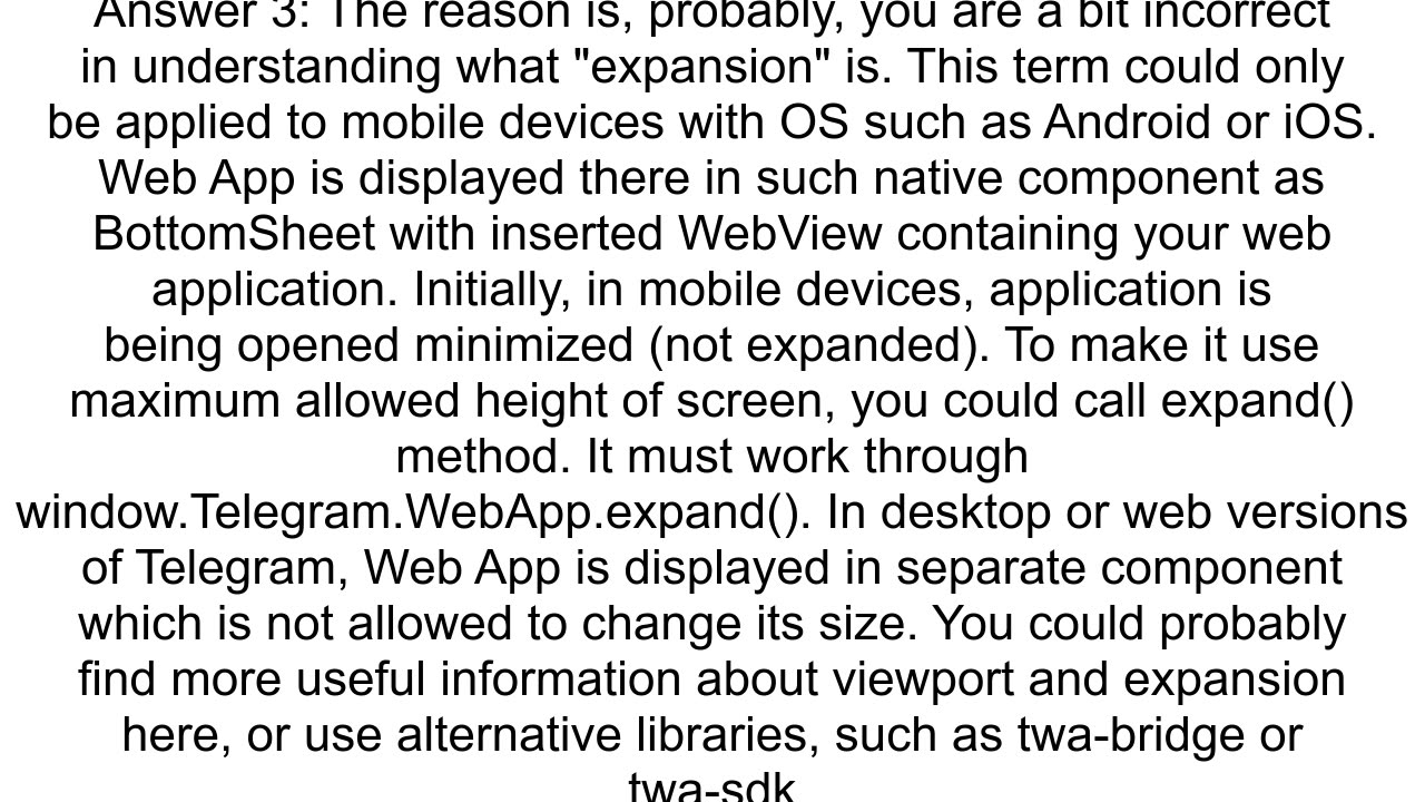 Telegram Web Apps method Expand isn39t working