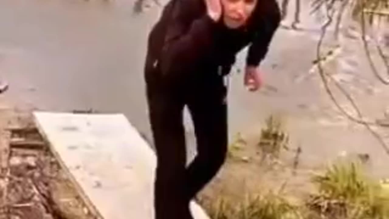 dude goes to throw a log the this happens.