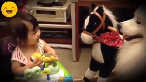 Funny Baby and Dog video /Dog and child enjoy full video/