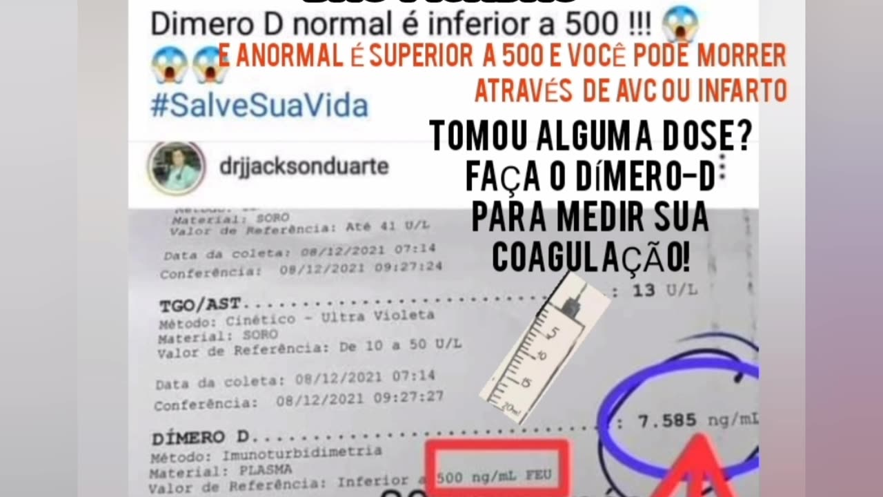 Quem tomou a vacina faça esse exame DÍMERO-D