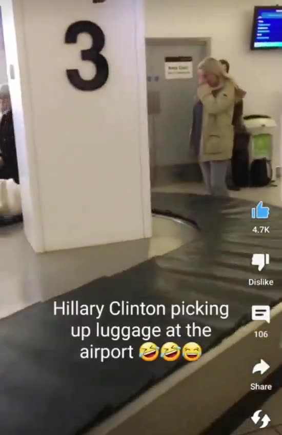 Hillary is picking up her luggage!!!!