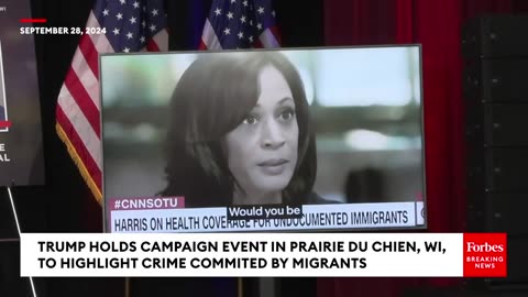 You Have To Take A Look At This': Trump Plays Clips Of Harris Past Statements About Border At Rally