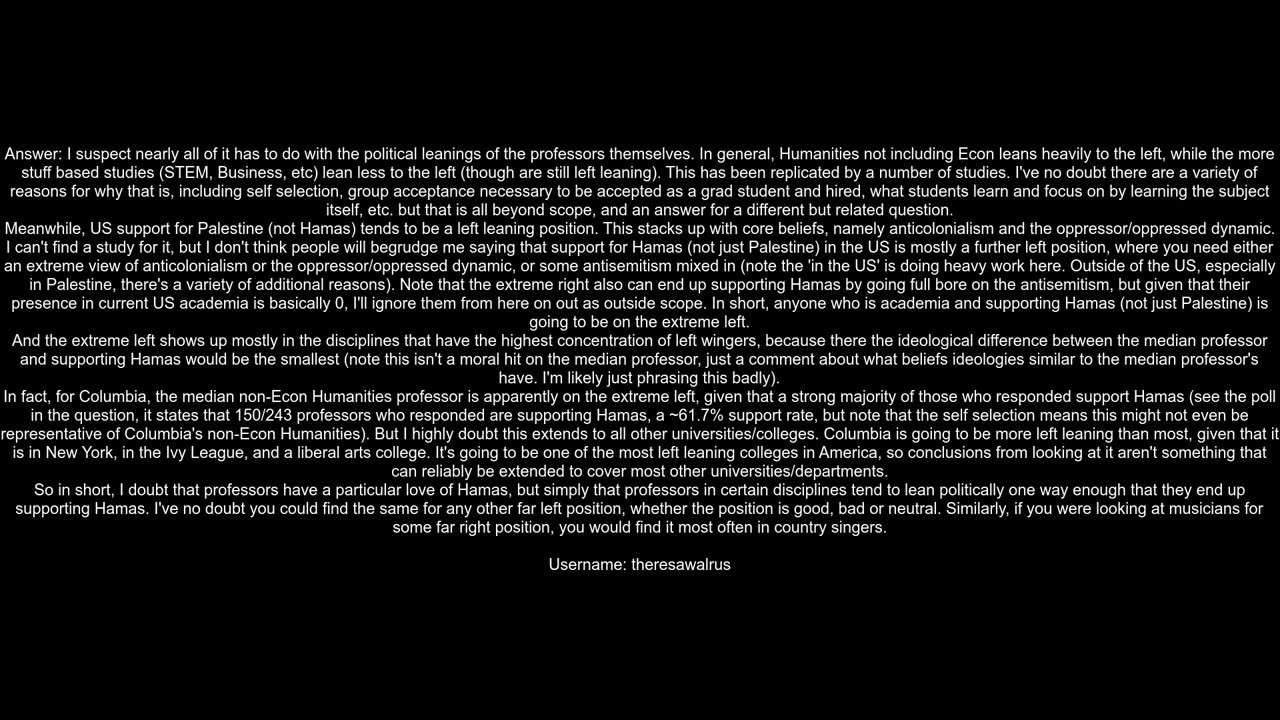 Why defense of Hamas justification in US universities is more prevalent in Humanities than in STEM