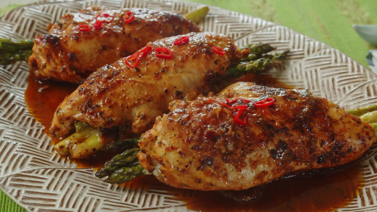 Healthy Stuffed Chicken Breast with Asparagus, Mozzarella, and Sun-dried Tomatoes